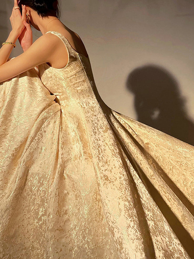 Jacquard Maxi Dresses for Women New Fashion Fairycore Sleeveless Straps Summer Dress Vintage High Waisted Dresses voguable