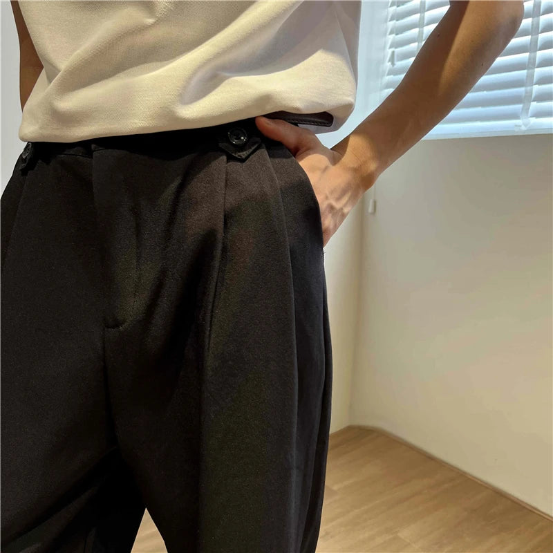 Voguable Black Khaki Suit Pants Men Slim fit Fashion Social Men Dress Pants Korean Straight Wide Leg Pants Men Office Formal Trousers voguable