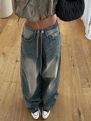 Voguable Streetwear Baggy Jeans Women Fashion Low Waist Jean Pants Y2K Vintage Casual Oversize Straight Washed Denim Trousers voguable