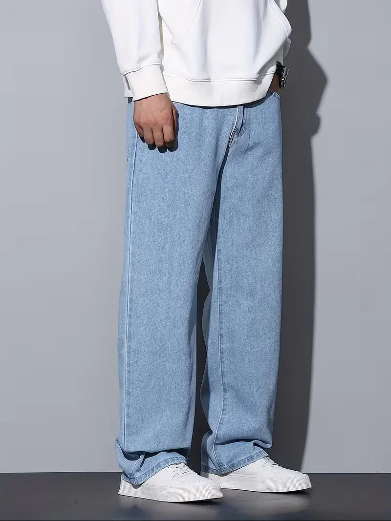 Voguable  Men's Straight Leg Jeans, Loose Casual Trousers, Soft Cotton Casual Pants voguable