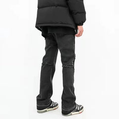 Harajuku Ripped Washed Streetwear Mens and Womens Jeans Pants Straight Distressed Hip Hop Casual Flare Denim Trousers