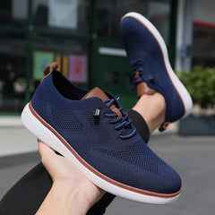 Voguable  Men's Fashionable Knitted Lace Up Shoes Breathable Mesh Stable and Soft Sole Trendy Luxurious Running Flat Shoes Tenis Masculino voguable