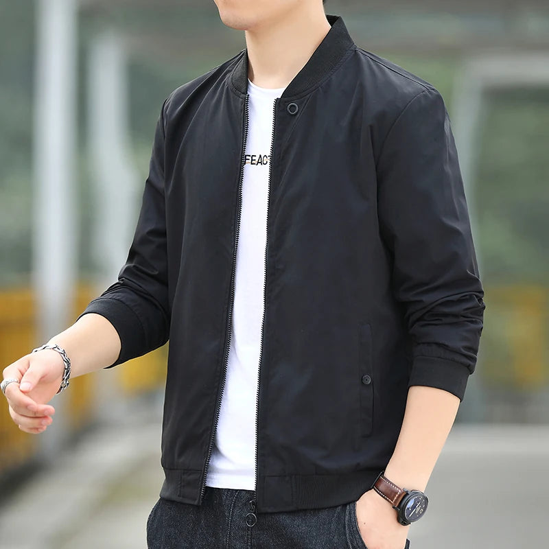 New Autumn Bomber Baseball Jacket Men Fashion Slim Fit Coat Streetwear Solid Color Male Outwear Zipper Casual Jackets Brand Tops voguable