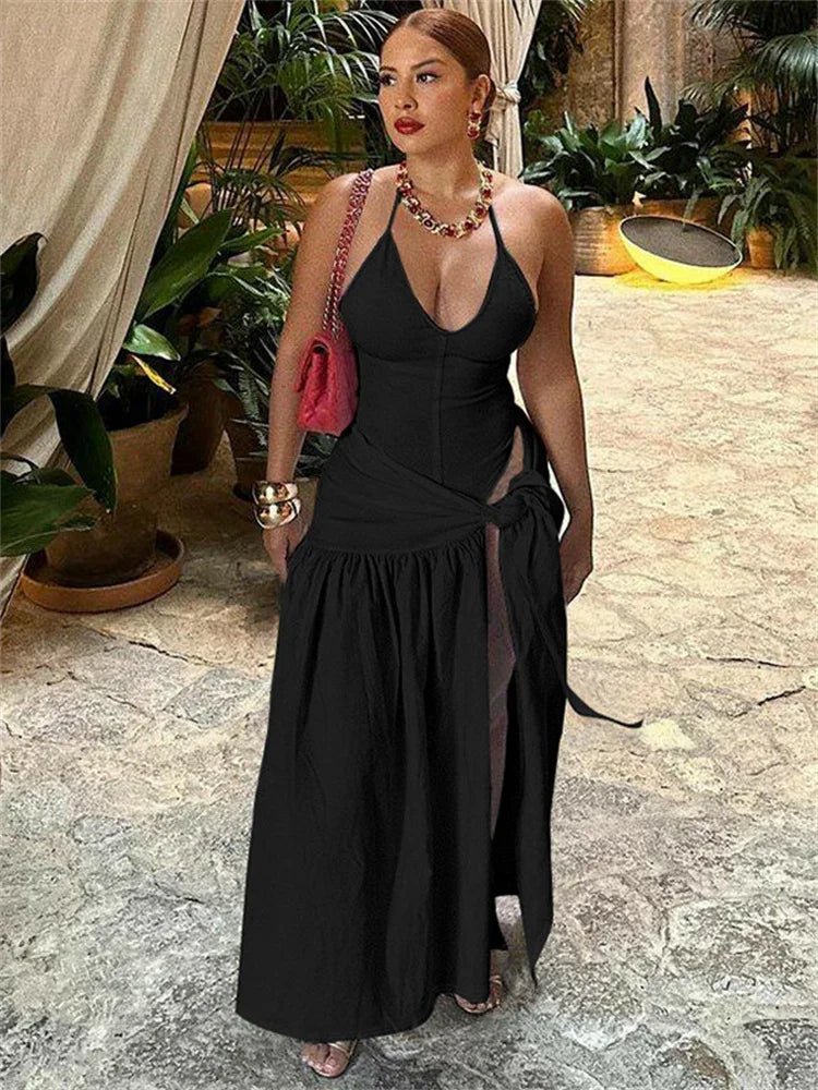 Tossy 2 Piece-Set Female V-Neck Jumpsuit Outfits Sexy Lace-Up Pleated High Waist Skirt Sets For Women White Bandage Outfits 2024 voguable