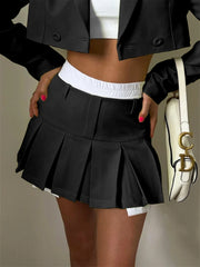 New Mini Skirt For Women Cute High Waist Fashion Y2K Skirts Set Casual Streetwear Womens Bottom Black Pleated Skirts voguable