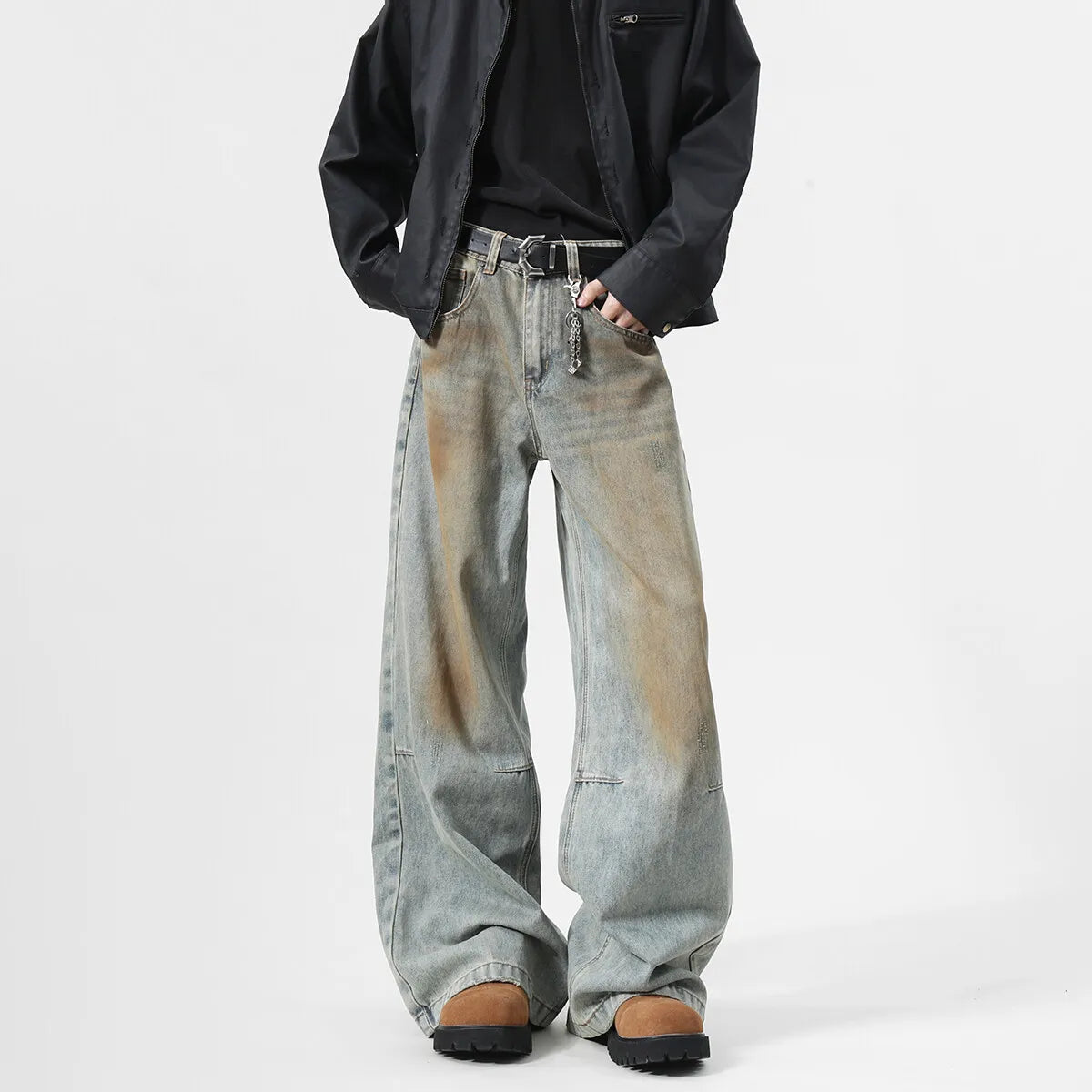 2025 Men's Jeans baggy Denim pants Loose Fit Casual Style American Streetwear Straight Novel design Leg Pants Trendy Brand voguable