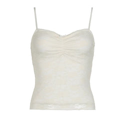 Voguable Sweet Floral Lace Patchwork Crop Top White Black Coquette Aesthetic Double Layer Folds Camis Y2K Cute Sexy Vest  Women voguable