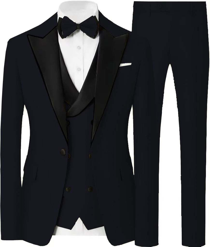 Voguable  Customized Formal Suits for Men, 3 Pieces Blazer Vest and Pants Set, One Button Wedding Dresses, Business Tuxedo Suits voguable