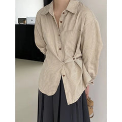 Voguable Vintage Striped Long Sleeve Shirt Woman Oversized Button Up Blouses Japanese Style Harajuku Fashion Spring Casual 2024 voguable