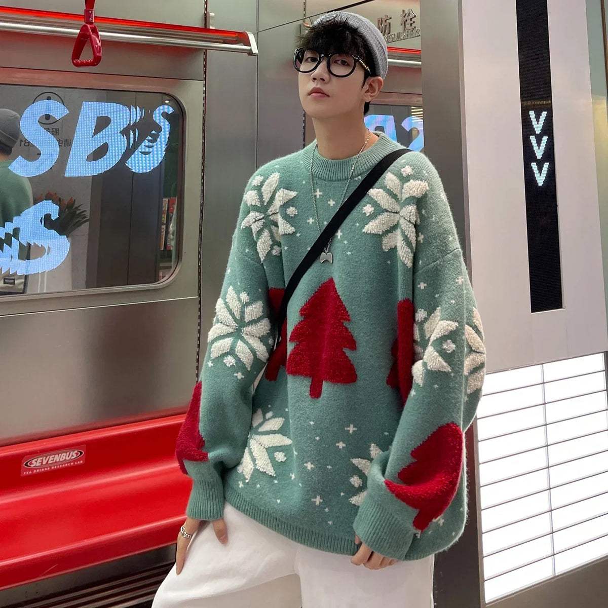 Christmas Tree Couple Street Sweater Woman Snowflake Sweatshirt Unisex Man Pullover Shirts Casual Jersey Varsity Autumn Winter voguable