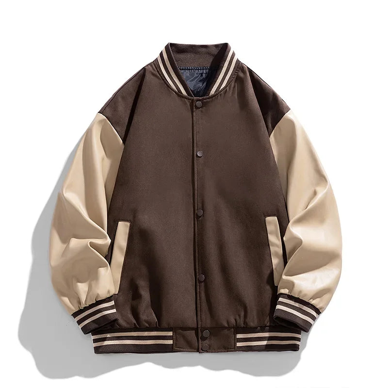 Bomber Wool Coat Premium Varsity Leather Wool Jacket High Street Jacket Men's Varsity Baseball College Leather Sleeves voguable