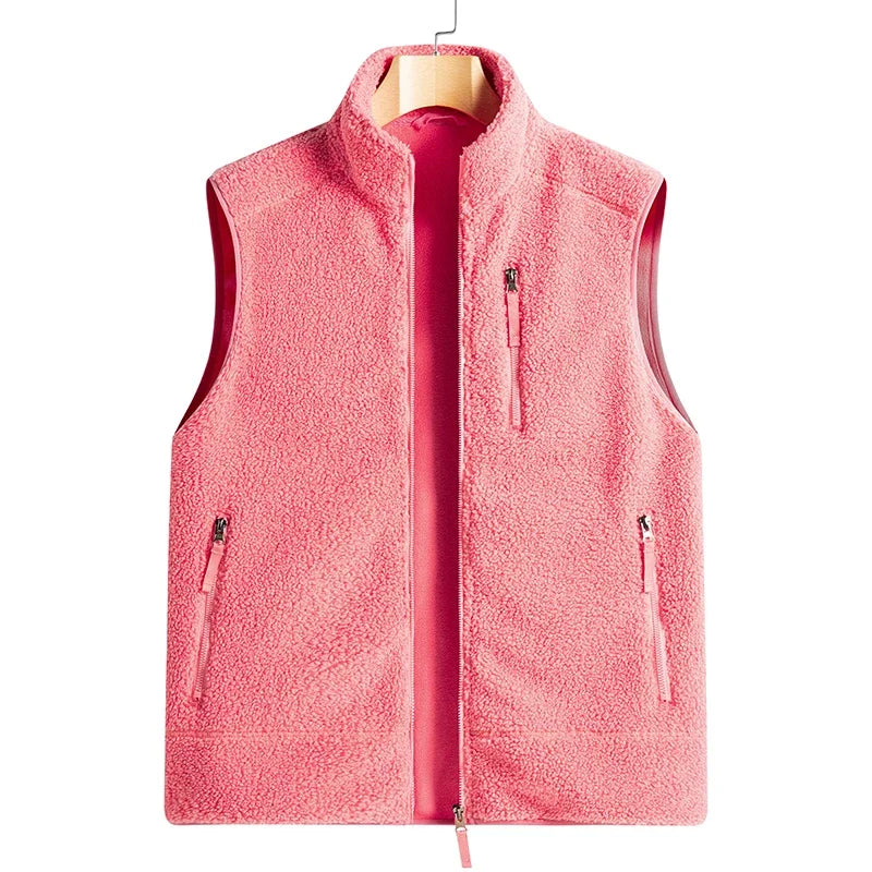 Outdoor Sleeveless Coats Vests Male Warm Cotton Waistcoat Autumn Jackets Thick Vests Man Classic  Lamb Cashmere Men Fleece Vest voguable