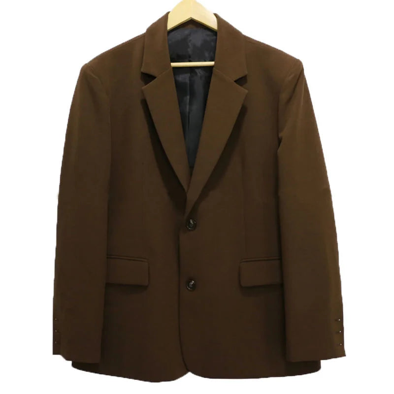 Voguable Coffee Black Blazer Men Fashion Society Mens Dress Jacket Korean Loose Business Casual Suit Jacket Men Office Formal Blazer voguable