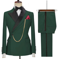 New Solid Men's Suits Peak Lapel Slim Fit Casual Suits Wedding Business Dress Set Groom Tuxedos Terno Masculino (Blazer+Pants) voguable