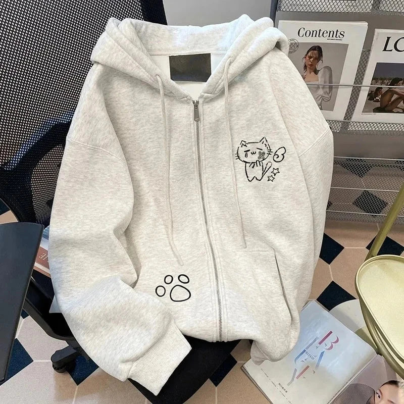 Japan Kawaii Cartoon Hoodies Women Vintage Preppy Style Cute Sweet Sweatshirts Loose Long Sleeve Lady Y2K Fall Winter Tops voguable