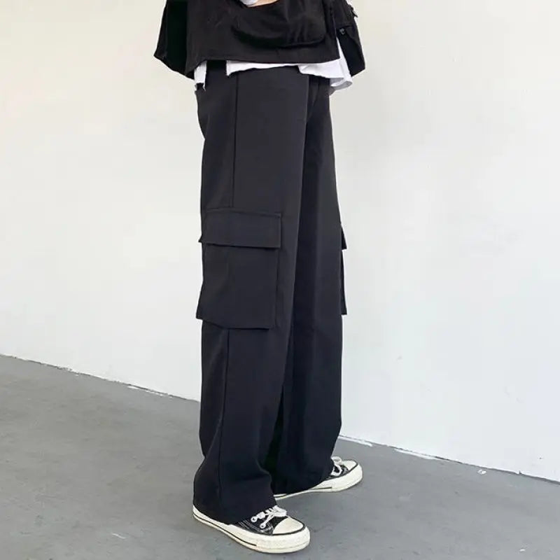 Voguable  Thin Wide Leg Cargo Sweatpants Male Oversize Pants Y2k Streetwear Casual Sport Straight Long Trousers Basketball Man New voguable