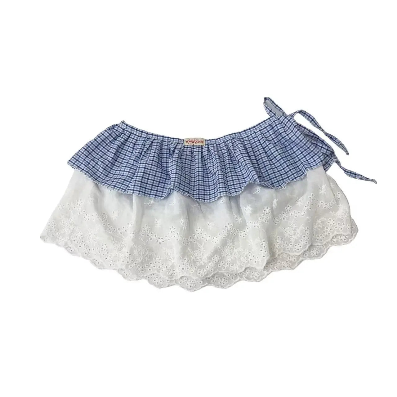 Voguable  Japanese Plaid Lace Fart Curtain Sweet Fresh Cake Flower All-match Slim Skirt French Panelled Minority New Women Faldas voguable