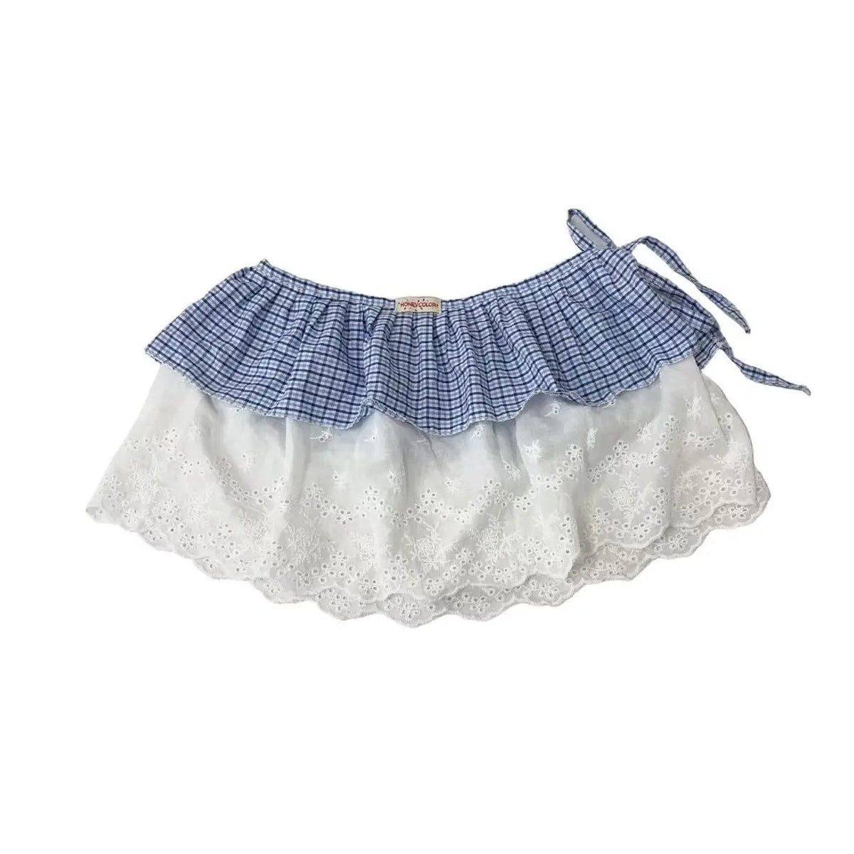 Voguable  Japanese Plaid Lace Fart Curtain Sweet Fresh Cake Flower All-match Slim Skirt French Panelled Minority New Women Faldas voguable