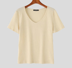 Summer Men Tank Tops V Neck Short Sleeve Solid Color Male Tee Tops 2025 Fashion Casual Men Clothing S-5XL Streetwear voguable