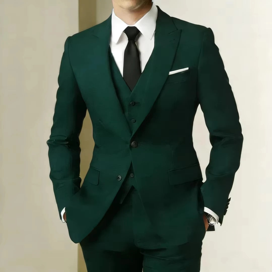 Voguable  New Luxury Elegant Men's Suits 3 Piece Set Fashion Korean Casual Slim Fit Social Groom Wedding Tuxedo voguable