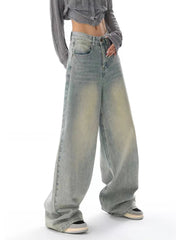 Y2K American Retro Jeans Women High Waist Streetwear Loose Wide Leg Denim Trousers Bf Harajuku Hip Hop All-Match Straight Pants voguable