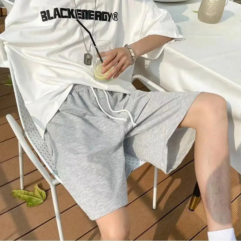 Summer Trend Korean Version Solid Color Shorts Men's Fashion Student Sports Loose Outside Wearing Lazy Casual Five-point Pants voguable