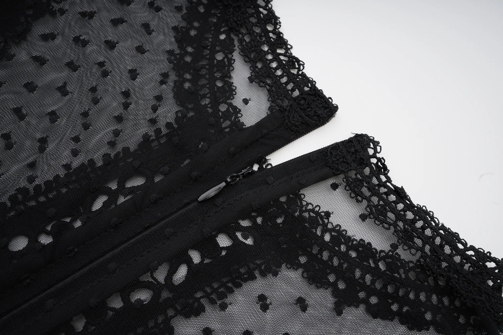 Fashion Black Polka Dot Perspective Dress Women's Round Neck Slim Fly Sleeves Ankle-length Dresses Summer New 3A102 voguable