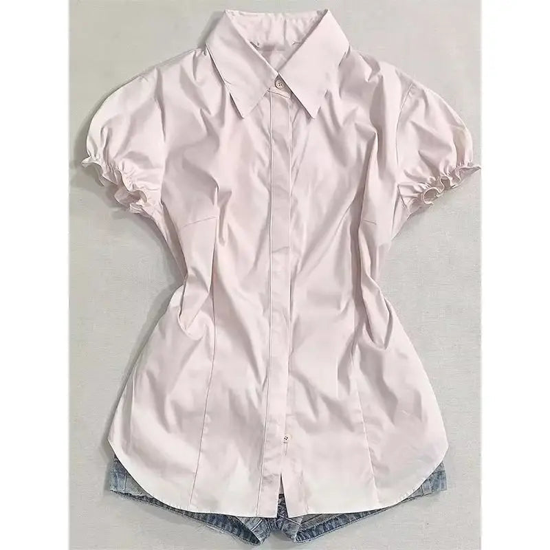 Voguable  Sweet Vintage Slim All-match Ropa Mujer Minority New Casual Elegant Shirt Trendy Hot Sell Simple Solid Office Lady Blusas voguable