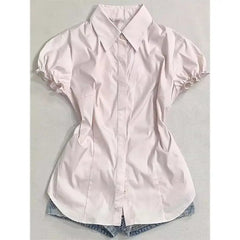 Voguable  Sweet Vintage Slim All-match Ropa Mujer Minority New Casual Elegant Shirt Trendy Hot Sell Simple Solid Office Lady Blusas voguable