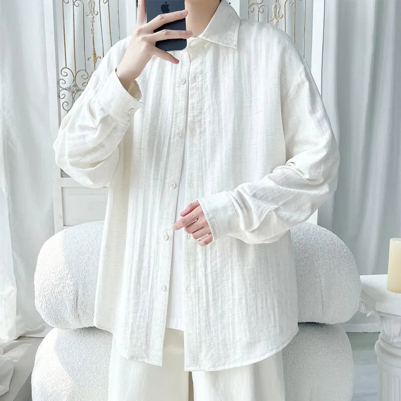 Voguable  Men's Classic Button down Shirt Single Breasted Loose Fit Solid Color Long Sleeve for Casual Office And Daily Wear Comfortable voguable