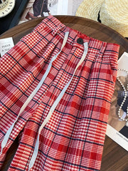 Loose Vintage Plaid Pant Women High Waist Casual American Wide Leg Trousers Fall Winter Retro High Quality Female Sweet Pants voguable
