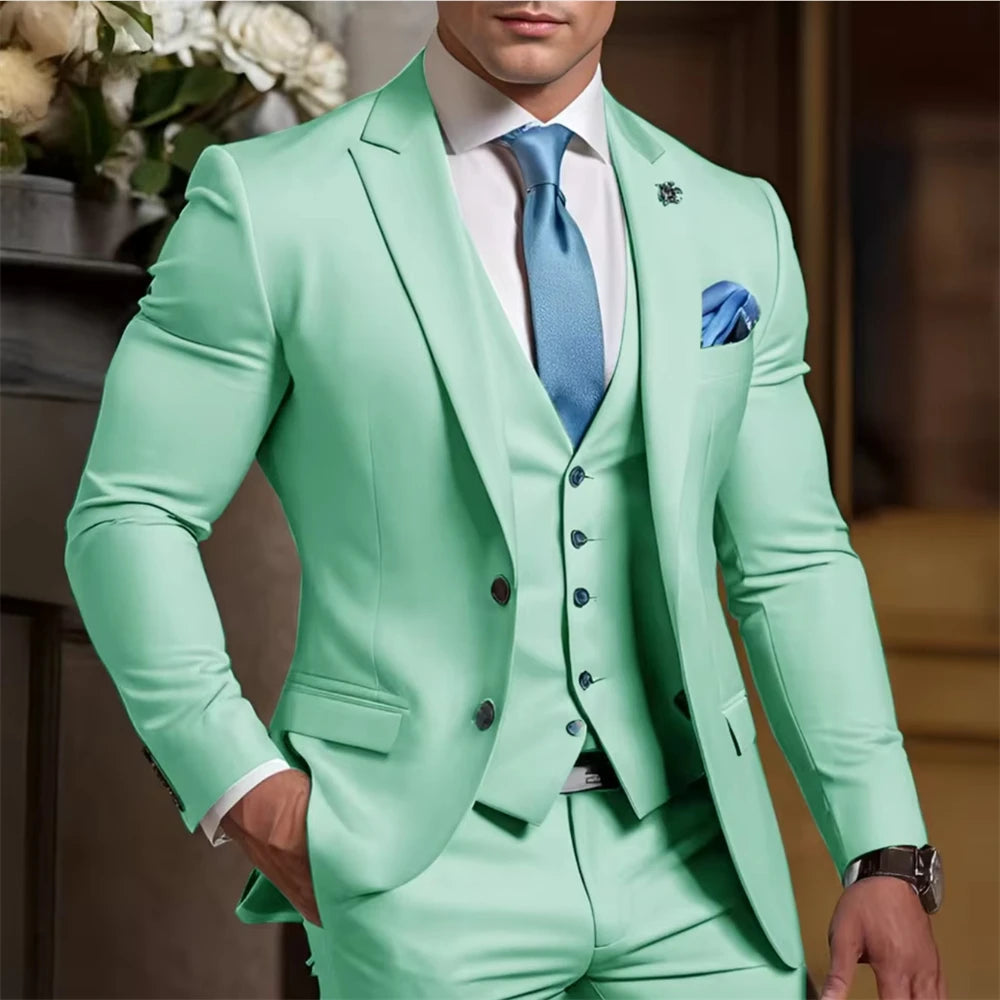 Voguable  Elegant Suit for Best Man Tailor Made Formal Men's Suit 3 Piece Blazer Vest Pant Suits Wedding Tuxedo Groom Custom Outfit Party voguable