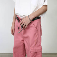 Voguable Pink Cargo Jeans Pants Men Oversize Wide Leg Denim Trousers Male Loose Casual Japanese Streetwear Hip Hop Pocket voguable