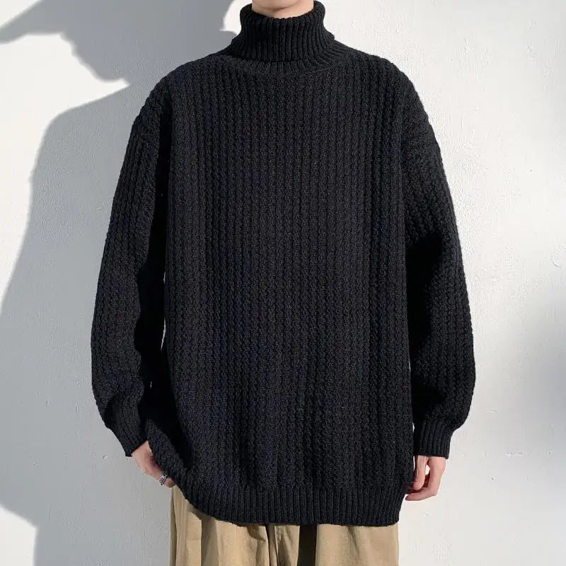 Voguable  Men's Sweaters High Necked Pullovers Autumn Winter New Styles Men's Solid Color Knitted Sweaters Business Casual Sweater voguable