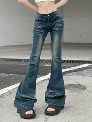 Voguable Vintage Flare Jeans Low Rise Women Sexy Fashion Washed Jean Pants cyber Y2K Grunge Fairycore Denim Trousers Korean voguable