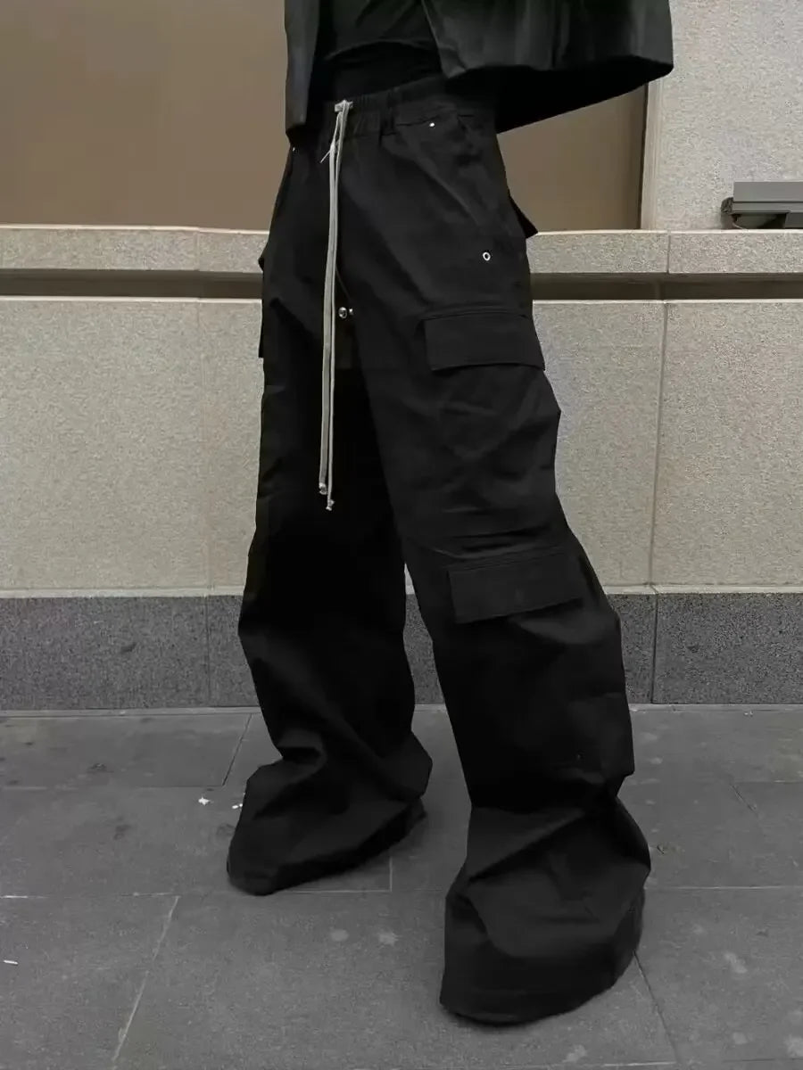 New Style American Style Casual Pants Blackcargo Pants Multi-pocket Loose Fit Wide Leg For Men Spring Summer voguable