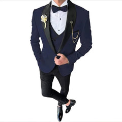 Voguable  New Solid Suits for Men Slim Fit Groom Wedding Suits Tuxedo Best Man Blazer Vest Pants 3 Pieces Fashion Marriage voguable