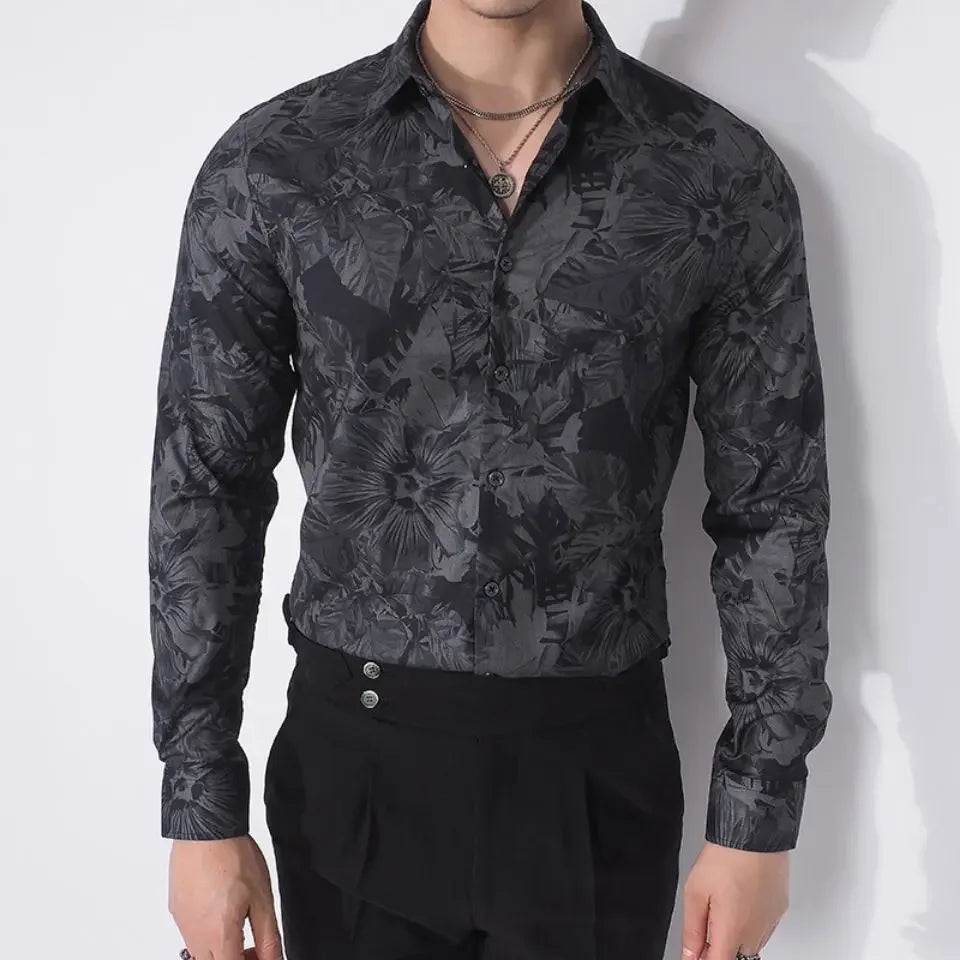 2024 KPOP Fashion Style Harajuku Slim Fit Ropa Hombre Loose Casual All Match Shirt Korean Style Pointed Collar Long Sleeve Blusa voguable