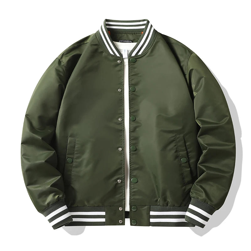 Men's spring and fall varsity jacket Solid color Korean fashion loose baseball uniform couple windproof waterproof bomber jacket voguable