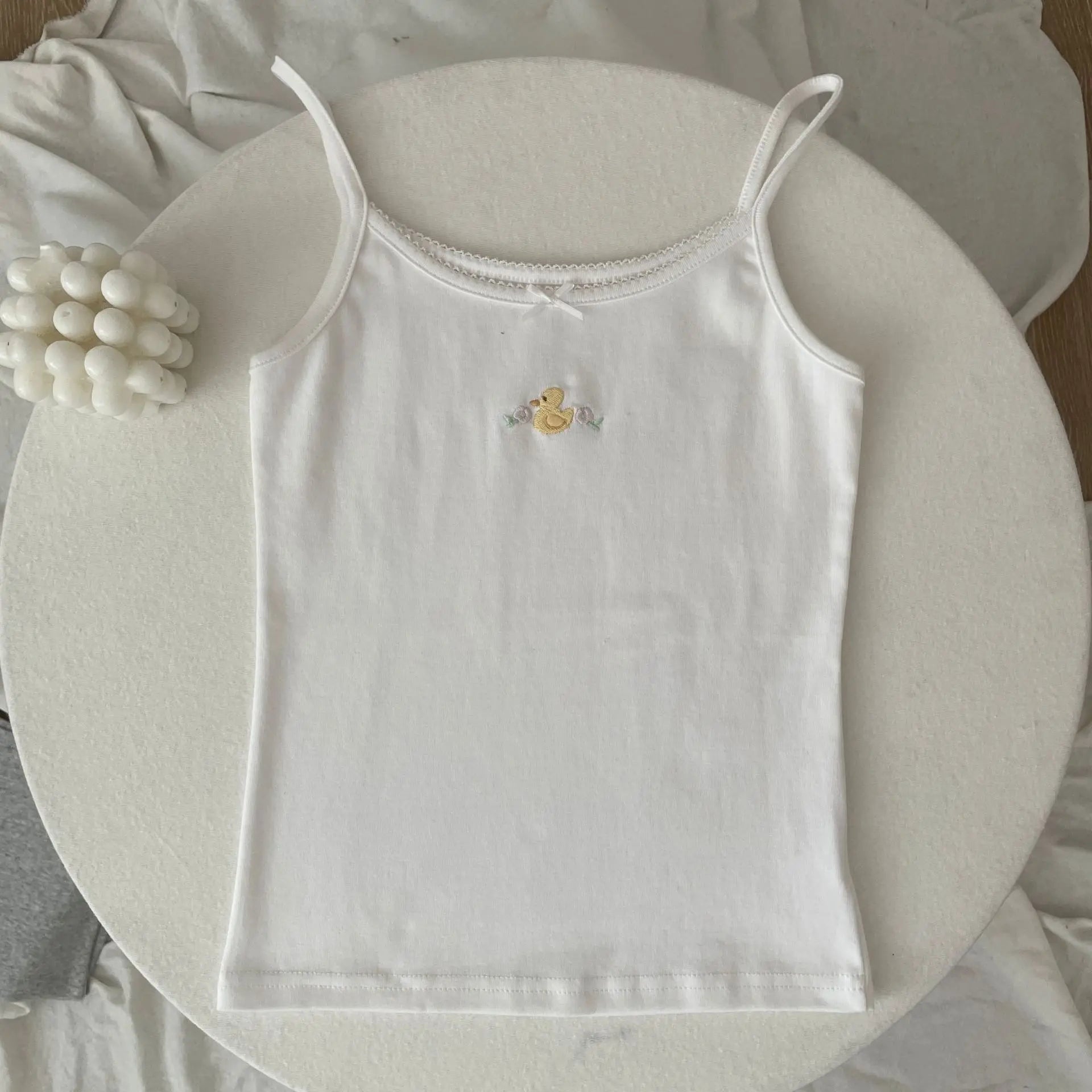 Floral Eyelet Bow Cotton Crop Tops Summer Lace Trim Sleeveless Slim Tank Top Women Preppy Style Sweet Camisole Y2k Clothes voguable