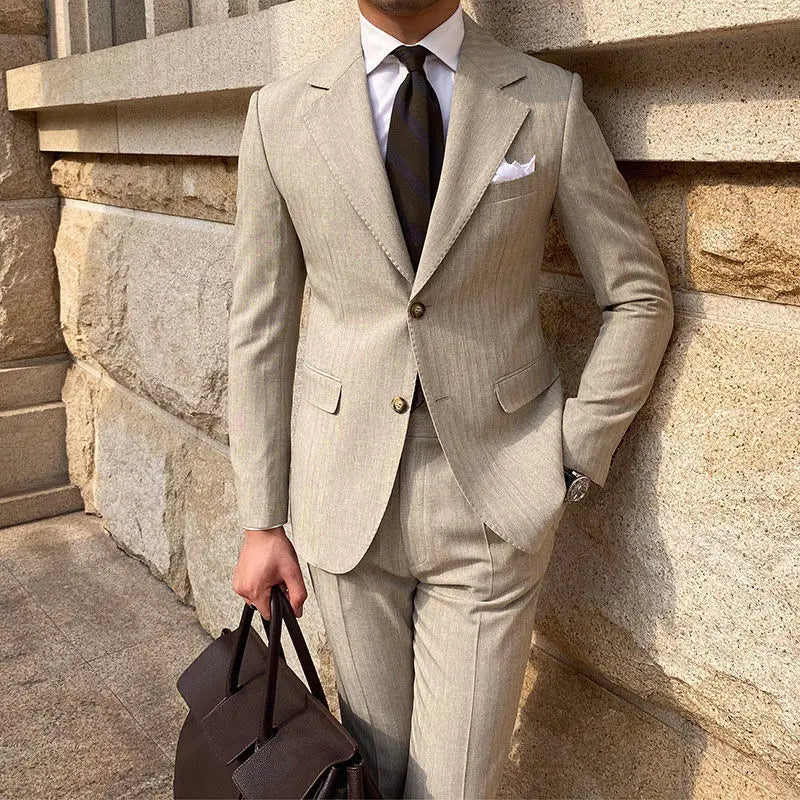 Voguable  7XL-XS (Jacket + Pants) Italian Style Luxury Striped Men Party Tuxedos Fashion Men's Wedding Social Slim Fit Suit 2 Piece Set voguable