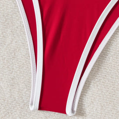 Voguable  Sexy Red Women Swimsuit Halter Push Up Bra Thong Swimwear Holiday Bikinis Sets Summer Bathing Suit Two Piece Swimwear voguable