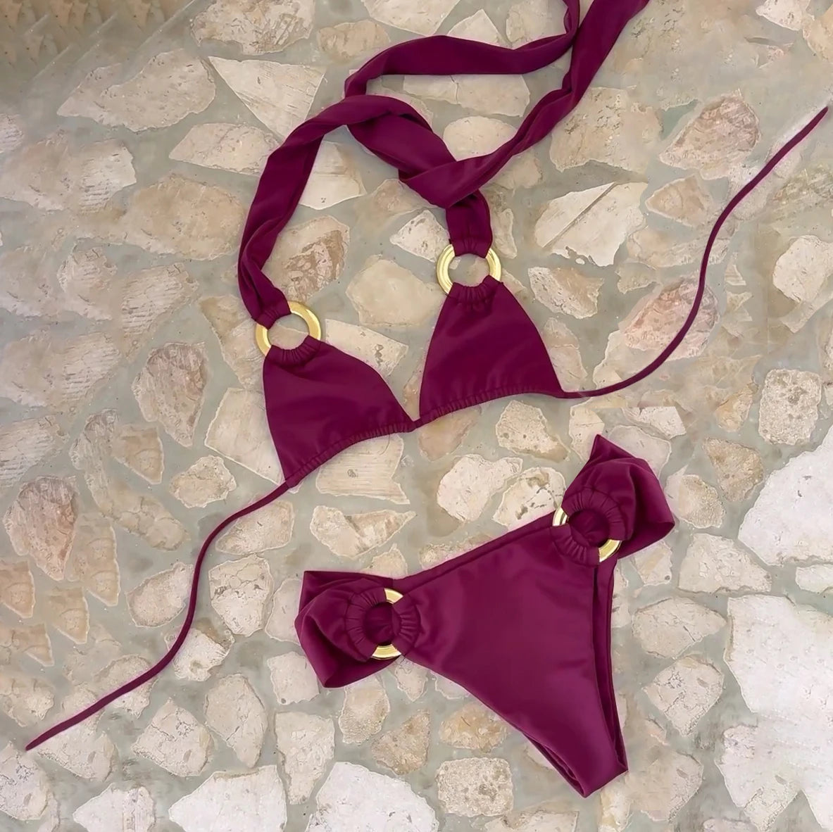 Sexy Bikini Women Swimsuit Female Swimwear Bandeau Biquini Thong Bathing Suit Shiny Swimming Suits Halter Bodysuit Beachwear voguable