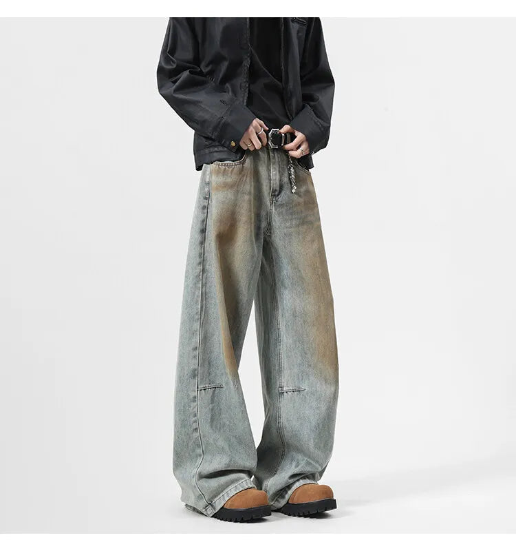 2025 Men's Jeans baggy Denim pants Loose Fit Casual Style American Streetwear Straight Novel design Leg Pants Trendy Brand voguable