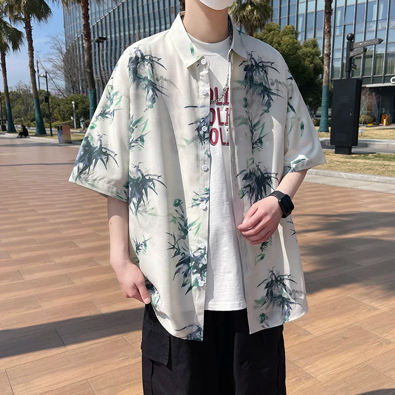 Voguable  Men's Stylish Summer Short Sleeve Hawaiian Shirt Tropical Floral Print Breezy Lightweight Casual Beachwear Fashion voguable