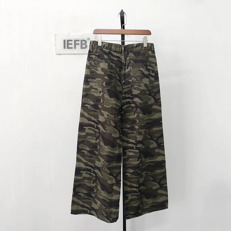 Vintage Camouflage Men's Jeans Fashion Washed Casual Wide Leg Denim Pants Autumn Winter Loose Male Trousers Old Blue 9C354 voguable