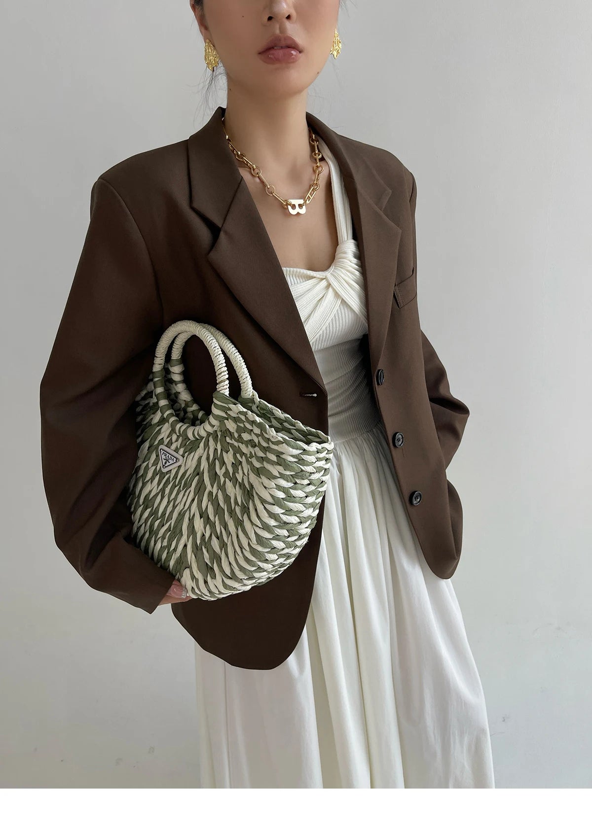 Casual Long Sleeved High-end Suit Jacket For Women Blazers Coat Fashion Design 2024 New Tops Brown Office Lady Top Y7CS voguable