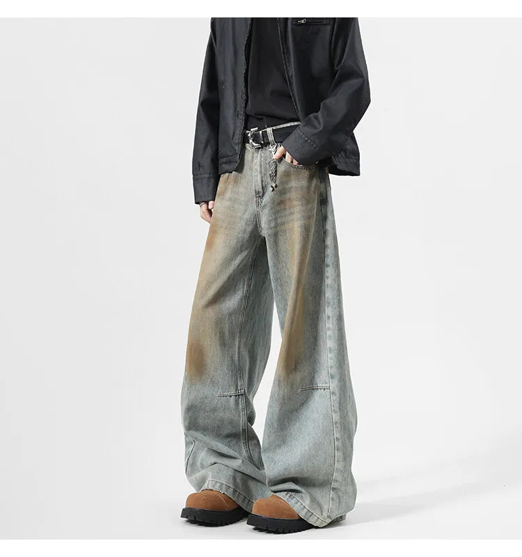 2025 Men's Jeans baggy Denim pants Loose Fit Casual Style American Streetwear Straight Novel design Leg Pants Trendy Brand voguable