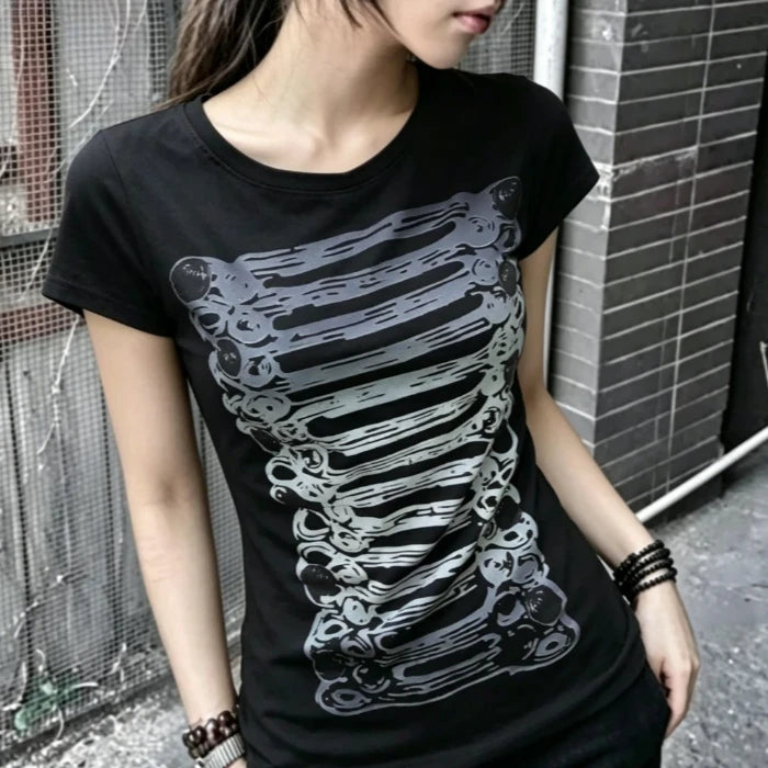 Voguable  Aesthetic Light Blue O Neck Short Sleeve Retro Tee Summer Slim Fit Harajuku Grunge Aesthetic Casual Tops Streetwear voguable