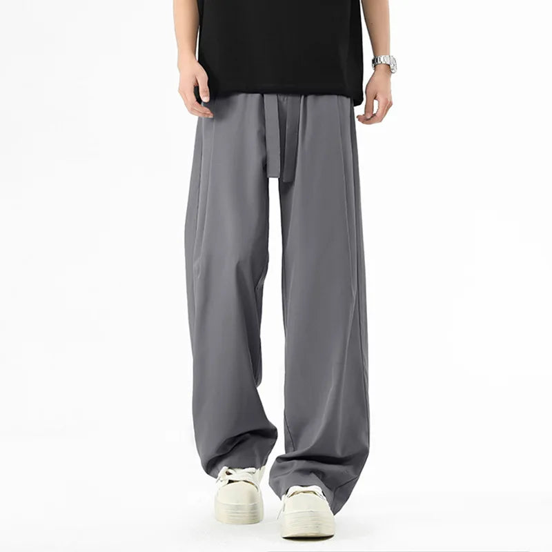 Voguable  Men's Trousers New Spring/summer Loose Straight-leg Casual High-waisted Wide-leg Pants voguable
